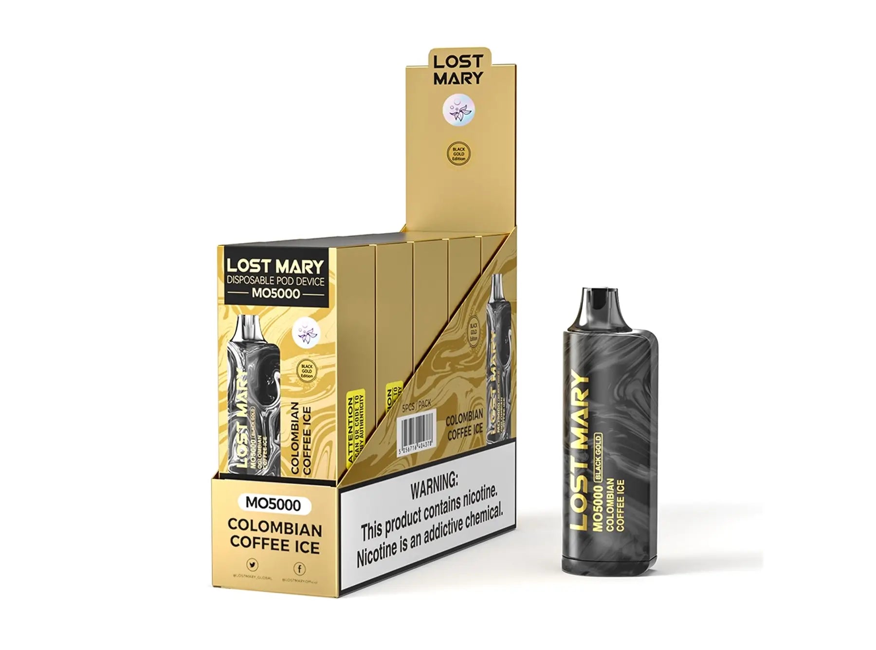 Colombian Coffee Ice Lost Mary MO5000 Black Gold Disposable Vape