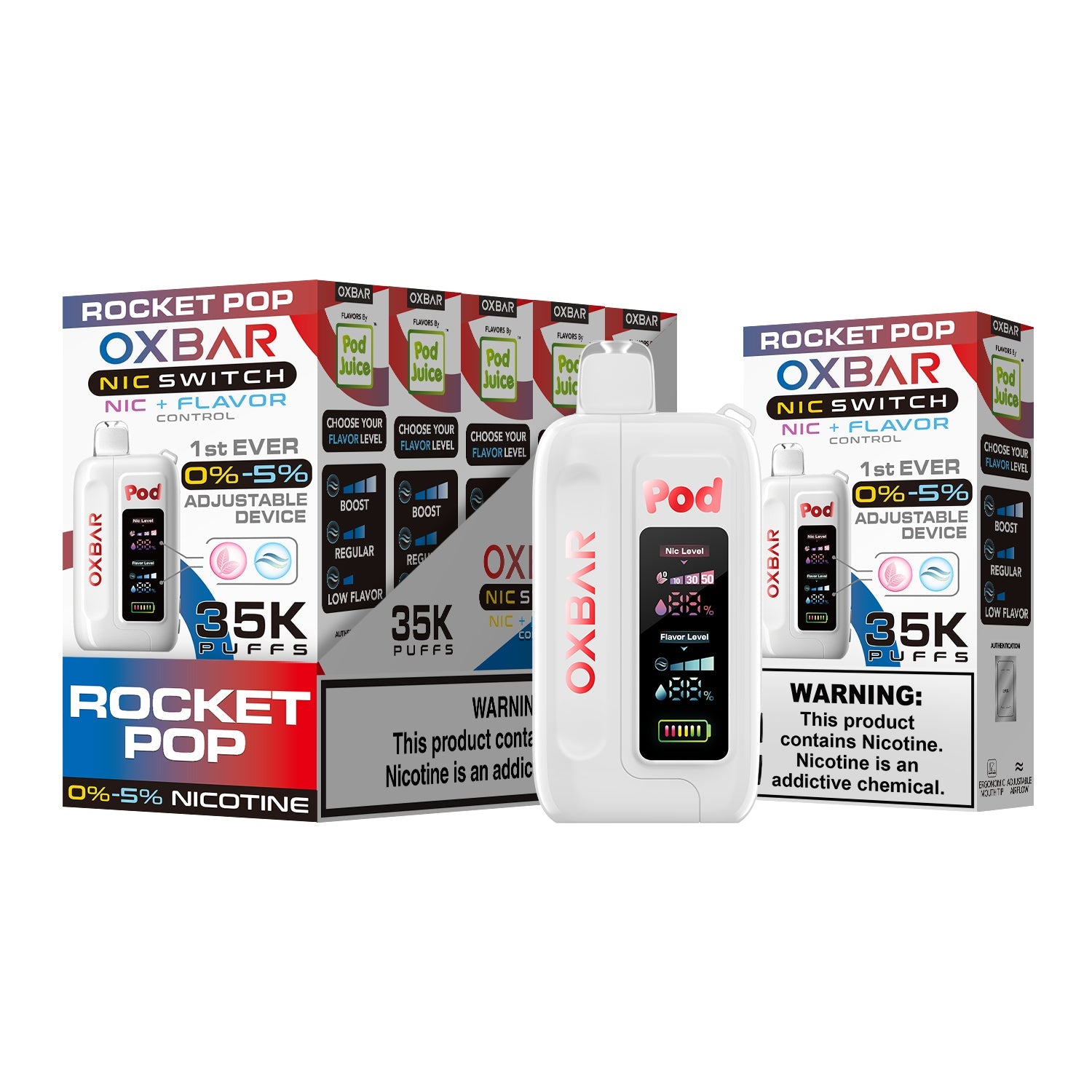 Rocket Pop OXBAR x Pod Juice Nic Switch 35K Disposable Vape Pod