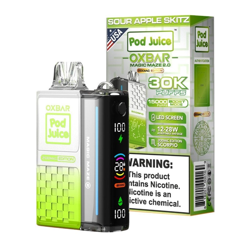 Sour Apple ice OXBAR Magic Maze 2.0 Zodiac 30K Disposable Vape